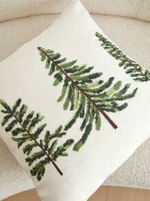 1 Stück grüne Baum Stickerei dekorative Kissenbezug, geeignet für Innenraumdekoration, universeller Kissenbezug, ohne Kisseneinlage