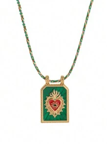1 pièce Collier pendentif bohème chic avec charme en forme de cœur, corde colorée tressée à la main, parfait pour une tenue décontractée, les voyages, les sorties à la plage, cadeau de la Saint-Valentin, maman, mère, fête des mères