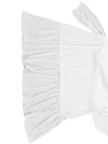 Women Vintage Puff Sleeve Dress With Pockets And Ruffle Hem, Spring And Autumn Fashion, Modest - White - View 8