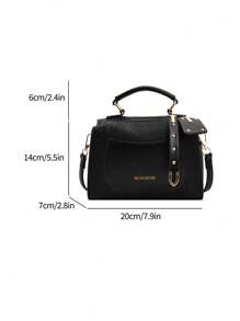 全新时尚高端石纹潮流铆钉装饰手提单肩包 - 黑色 - 查看 2