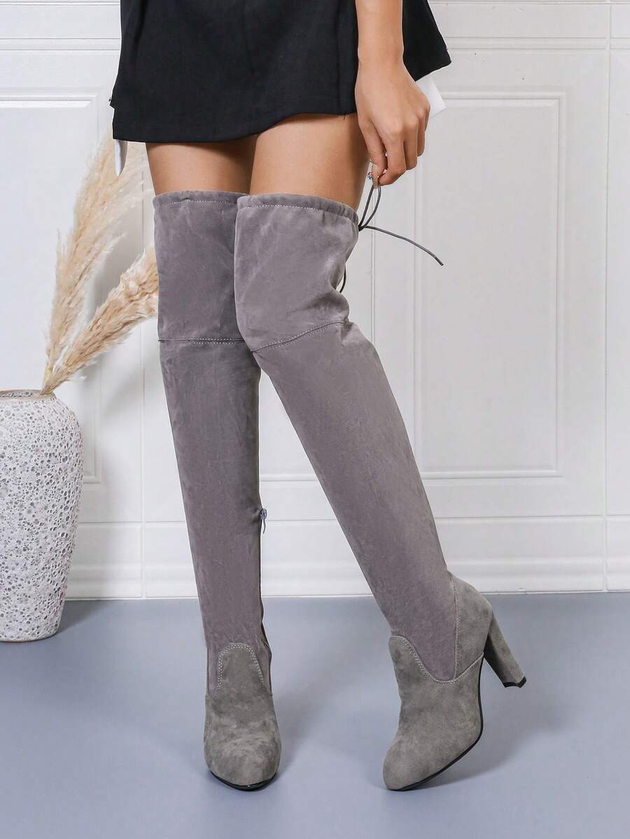 Women's Fashion Side Zipper Fleece Lined OverTheKnee Boots, High