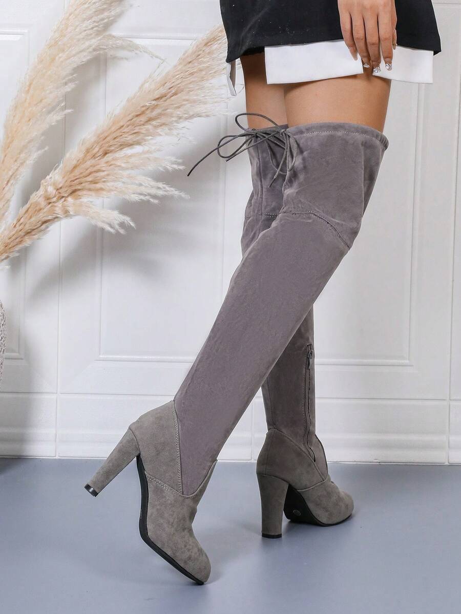 Women's Fashion Side Zipper Fleece Lined OverTheKnee Boots, High