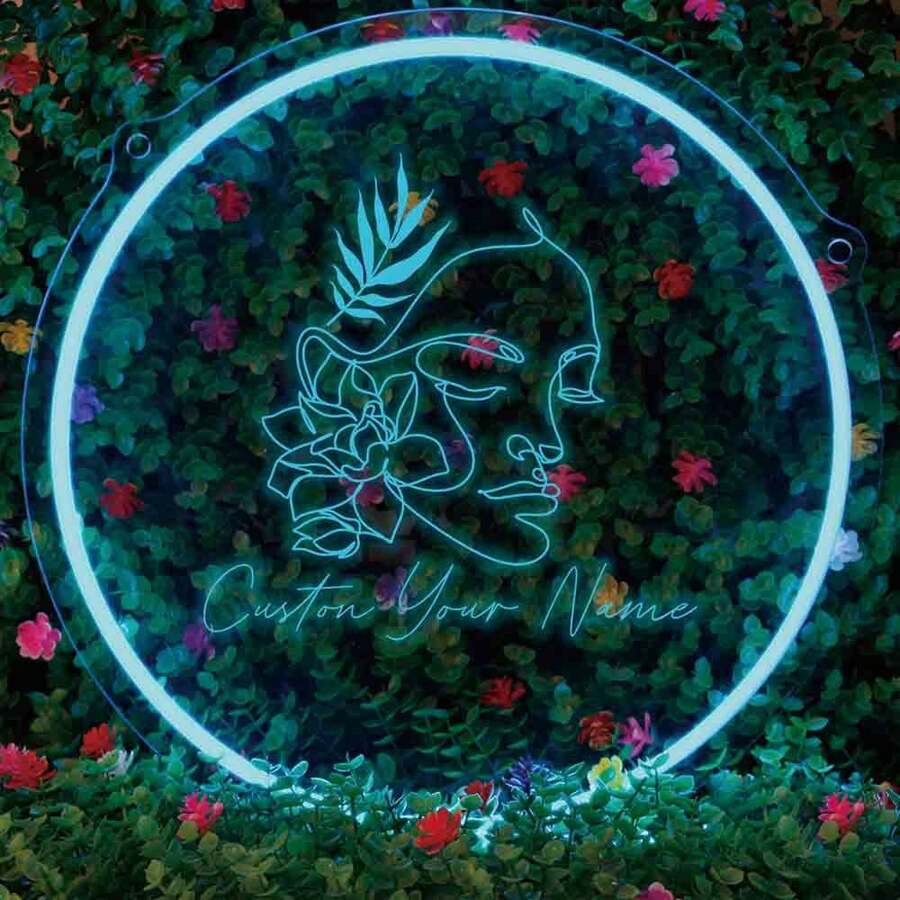 Custom Round LED Neon Sign Personalized Wall Decor With 3D Engraving