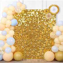 12/24/36pcs Shimmer Wall Backdrop Sequin Panels Sparkly Backdrop For Party Wedding Birthday Anniversary Decoration - 金色 - 查看 1