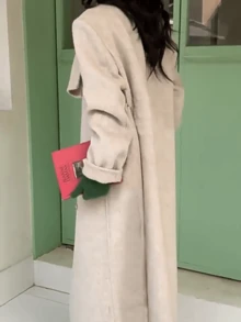 Detachable Scarf Collar Long Reversible Coat, Winter Jacket - Maroon - View 3