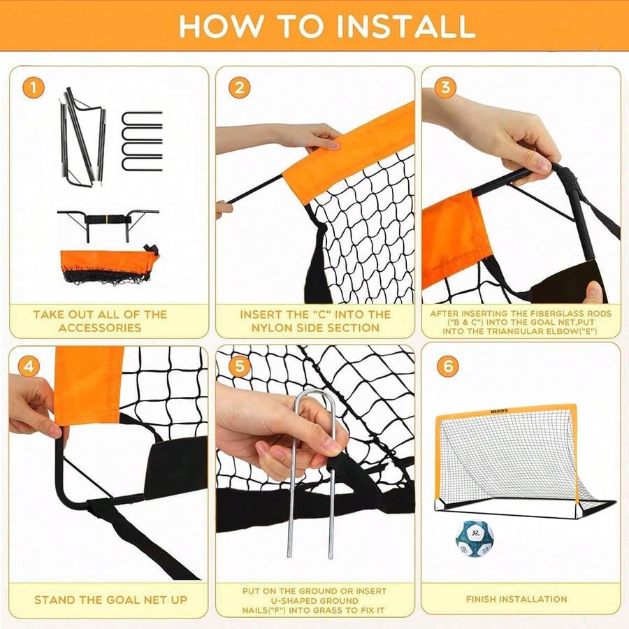 6ft X 4ft Portable Pop Up Soccer Goal Set Backyard Soccer Training