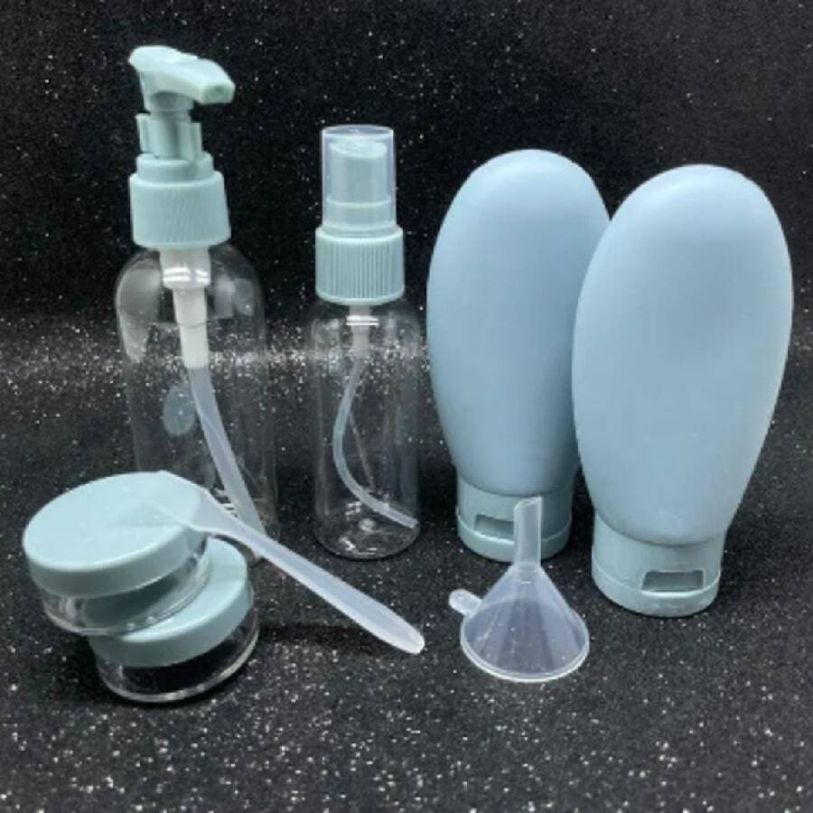 Travel Kit 10 Pieces Bottle Pot Spray Personal Hygiene Shampoo Moisturizing Cream - Blue - View 1