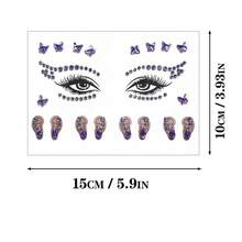Advanced Eye Tear Makeup Tattoo Face Sticker Fairy Stage Beauty Face Stickers Butterfly Paste Diamond Sticker Ins - Purple - View 6