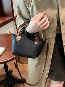 Neue Damen Nylon Lässig Einkaufstasche Umhängetasche Schultertasche Einfarbig - Braun - Übersicht 9