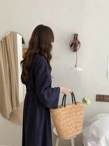 Unisex Plush Bathrobe, Comfy Loungewear, Thick & Absorbent, Loose Fit, With Waistbelt & Pockets, Suitable For Autumn/Winter, Couples Bath Robe Back To School