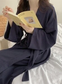 Unisex Plush Bathrobe, Comfy Loungewear, Thick & Absorbent, Loose Fit, With Waistbelt & Pockets, Suitable For Autumn/Winter, Couples Bath Robe Back To School
