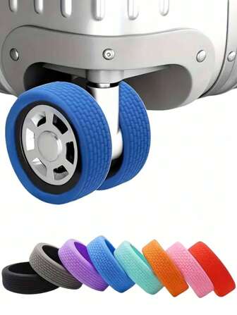 4/8pcs Silicone Luggage Wheel Protector Covers, Quiet Shock Absorbing Wheel Sleeves, Sports Style Travel Accessories - Easy To Install And Clean (5cm Diameter)