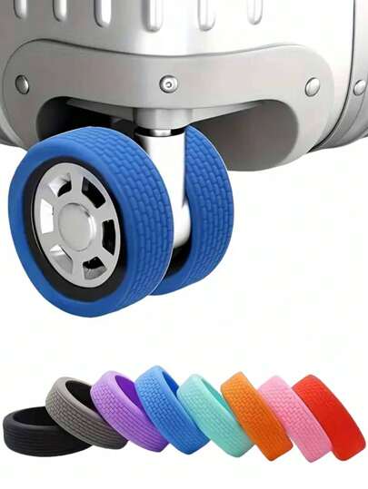 4/8pcs Silicone Luggage Wheel Protector Covers, Quiet Shock Absorbing Wheel Sleeves, Sports Style Travel Accessories - Easy To Install And Clean (5cm Diameter)