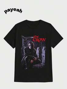Payeah The CROW Cemeteryx Casual Digital Print  Pure Heavy Cotton T Shirt - màu đen - Xem 1
