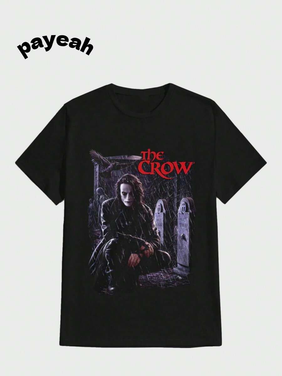 Payeah The CROW Cemeteryx Casual Digital Print  Pure Heavy Cotton T Shirt - màu đen - Xem 1