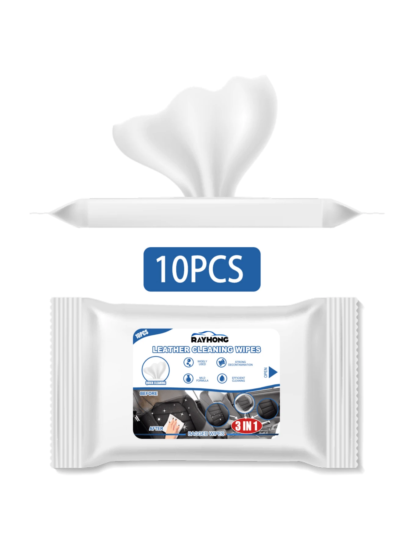 Car Leather Cleaning Wet Wipes, Cleaning And Decontamination Without