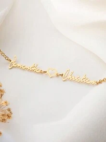 A Classic And Elegant, Romantic And Exquisite Heart-Shaped Couple Stainless Steel Customized Bracelet, Perfect As A Creative Surprise Gift For Loved Ones, Friends And Family. Mother's Day, Valentine's Day, Birthdays, Anniversaries, Graduation Ceremonies, Christmas, As Creative Fashion Gifts For Loved Ones And Family, Autumn Dressing Accessories