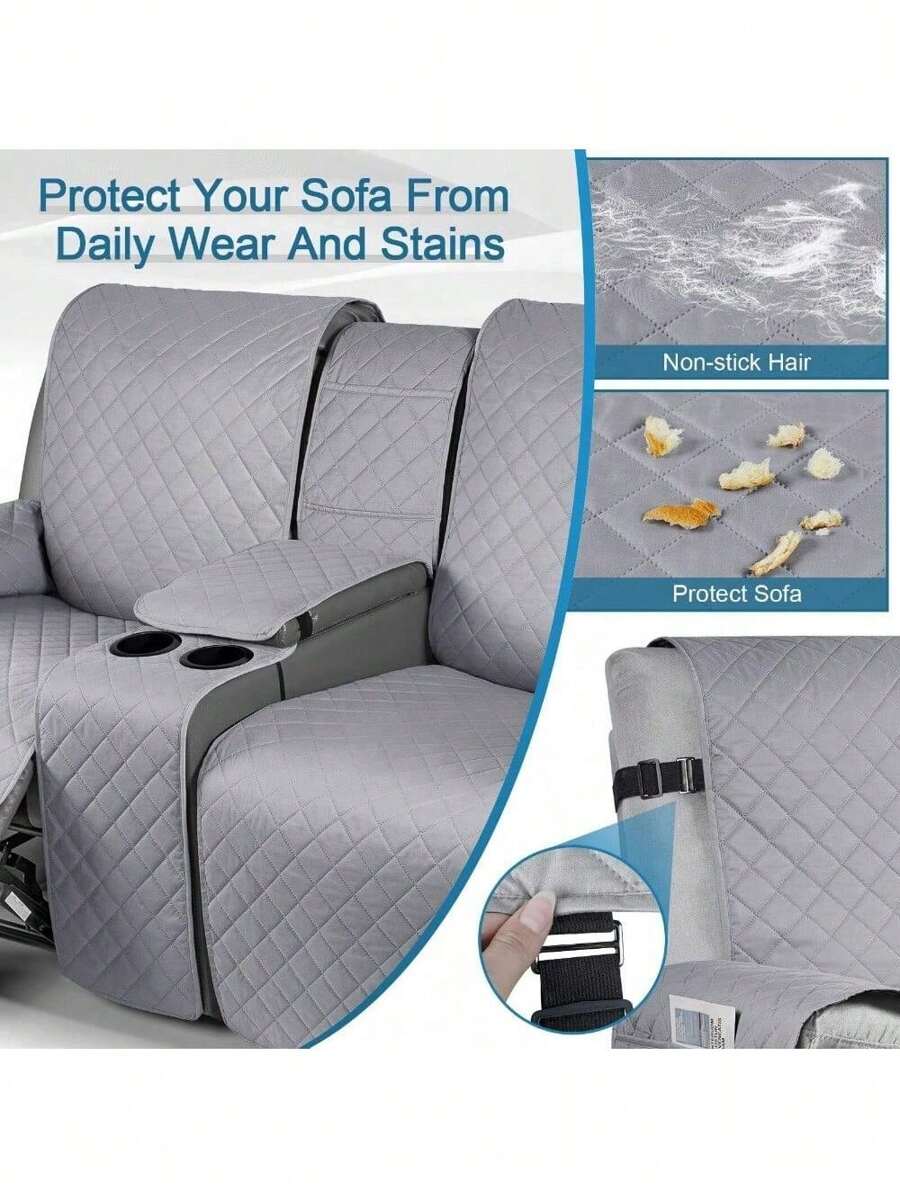 Waterproof Recliner Loveseat Cover With Console NonSlip Couch Cover