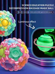 Bola de puzzle luminiscente mágica de arcoíris, rompecabezas de bola de inquietud, juguete colorido, para niños, niñas, adolescentes y adultos, juegos de puzzle que brillan en la oscuridad, bola de puzzle de cambio de color, regalo de Navidad y cumpleaños - Multicolor - Ver 2