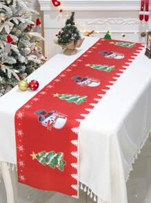 1 tấm khăn trải bàn Giáng sinh, khăn trải bàn thiết kế hình người tuyết cây thông Noel, khăn trải bàn bằng vải polyester, khăn trải bàn trang trí hoàn hảo cho phòng tiệc Giáng sinh gia đình, đồ trang trí nhà cửa năm mới 2025, đồ trang trí Giáng sinh, đồ trang trí Giáng sinh, đồ trang trí Giáng sinh - người tuyết cây thông giáng sinh - Xem 1