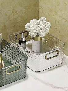 1 hộp đựng đồ để bàn đơn giản, phòng tắm, phòng ngủ, giỏ đựng đồ nhà bếp, hộp đựng đồ trang điểm sáng tạo, giỏ đựng đồ ăn nhẹ sang trọng, hộp đựng đồ phụ kiện nhà bếp - trắng - Xem 3