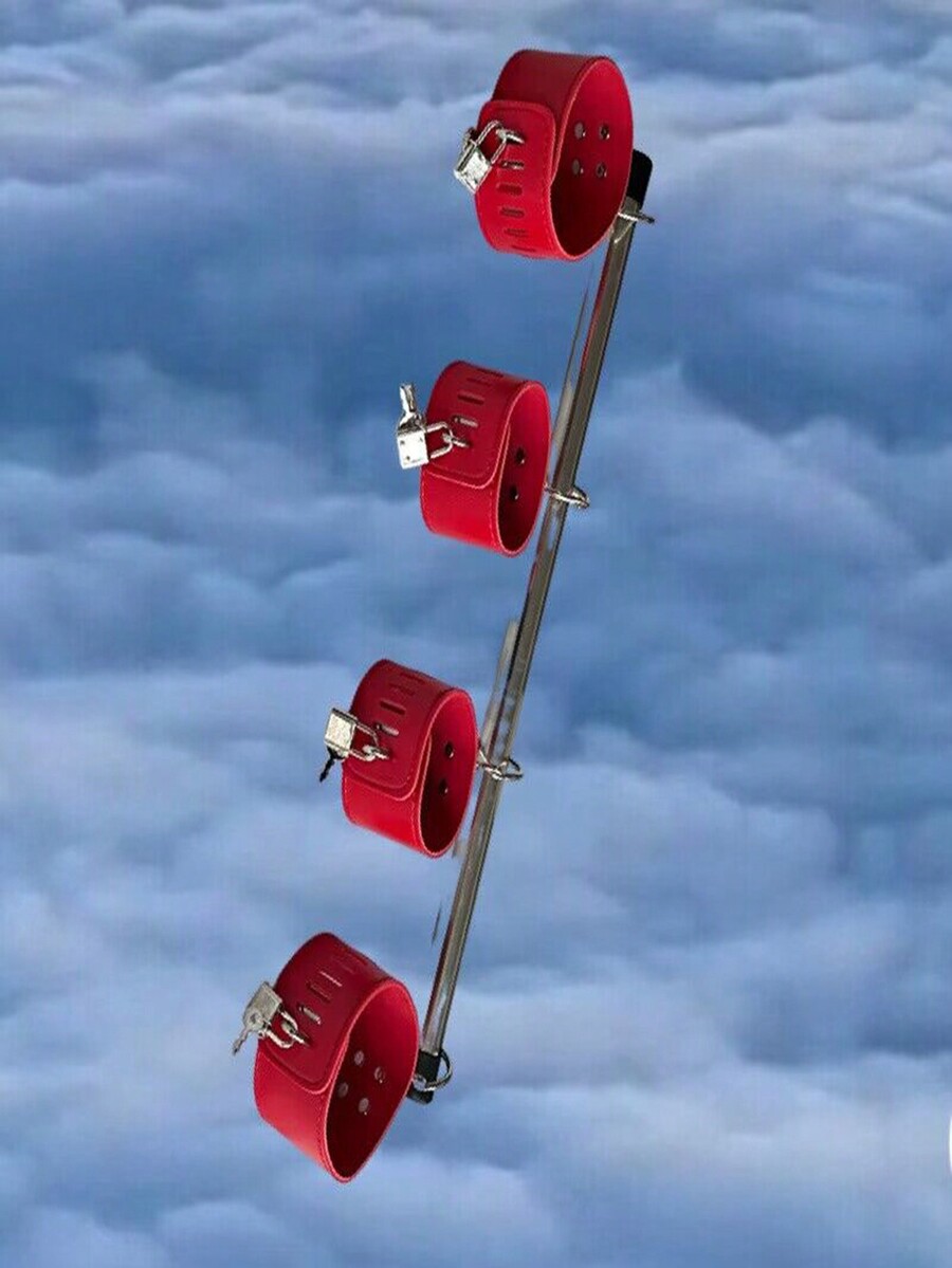 Adult Binding Restraint Leg Splitter Stainless Steel Rod Leather Strap