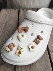 12 sztuk/zestaw kokarda, niedźwiedź, królik, kwiat, zawieszki do butów w kształcie serca, odpowiednie do sandałów i butów plażowych, słodkie akcesoria do butów na wiosnę i lato