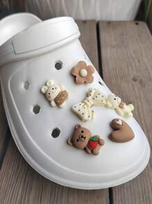 12 sztuk/zestaw kokarda, niedźwiedź, królik, kwiat, zawieszki do butów w kształcie serca, odpowiednie do sandałów i butów plażowych, słodkie akcesoria do butów na wiosnę i lato