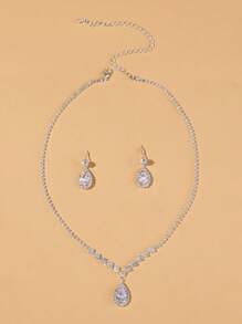 Set de joyería de 3 piezas con cúbicos de zirconia con decoración de gota de agua