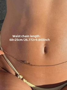 1pc Gold Gold Silver Rose Gold Personalized Name Belly Chain, Custom Women's Waist Chain, Stylish Stainless Steel Bohemian Beach Jewelry, Casual & Sexy Glamour Women's Waist Chain Body Chain Suitable For Summer Parties, Girlfriend's Birthday Gift Thanksgiving Christmas (Custom Remarks In English Only)