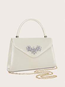 Túi xách thời trang nữ đính đá Rhinestone Floral, Túi xách mới cho tiệc cưới cao cấp, Túi đựng váy dạ hội bằng lụa giả cao cấp, Ví đựng đồ dự tiệc cưới cô dâu - Rượu sâm banh - Xem 3