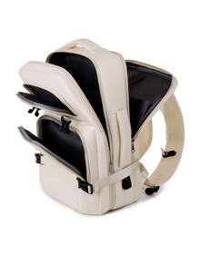 1 Pc Fashionable Multifunction Double Handle Travel Backpack With Luggage Strap Design. Portable Minimalist Work Bag With Multi Compartments. Personalized School Bag With USB Charging Port. Practical Student Laptop Bag With Laptop Compartment.Solid Color Sports Backpack With Handle - Beige - View 7