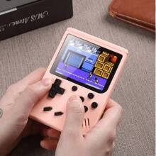 1pc Retro Handheld Game Console, Nostalgic Gift, Macaron Color Puzzle Gaming Device Toy