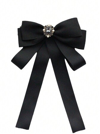 1 件领带、女士小香水款式、大蝴蝶结、黑色哑光珍珠、多功能丝带、别针、女士学院风格配饰、胸针情人节情人节礼服配饰衣服别针包饰学校学院办公室配饰衬衫夹克珠宝圣诞节万圣节衣服别针有趣可爱的教师礼物