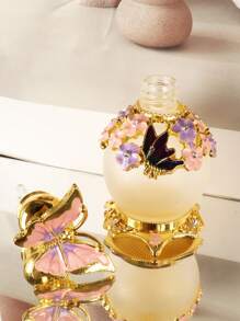 Luxury Style 15ml Vintage Pink Butterfly Perfume Bottle Decorative Empty Refillable Perfume Container Fancy Essential Oils Dropper Bottle Decor