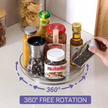 1 件浴室旋转收纳盒，带 4 个可拆卸收纳盒，旋转化妆品收纳盒，适用于梳妆台面，护肤品，香水，化妆品，透明，10.6 英寸 - 無色 - 查看 9