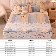 1pc Thick Soft Breathable Snow Fleece Printed Mattress Cover (Twin), Warm & Moisture-Wicking, Wrinkle-Resistant, Removable, 28cm Height, All Seasons