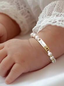 Personalized Cute Children Pearl Customized Stainless Steel Girl Bracelet, Ramadan, Valentine's Day, Birthday, Anniversary, Handmade Woven Bracelet - Multicolor - View 2