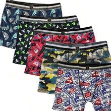 Kit 5 Adult Boxer Briefs Cotton Men's Printed Datha - 彩色 - 查看 3