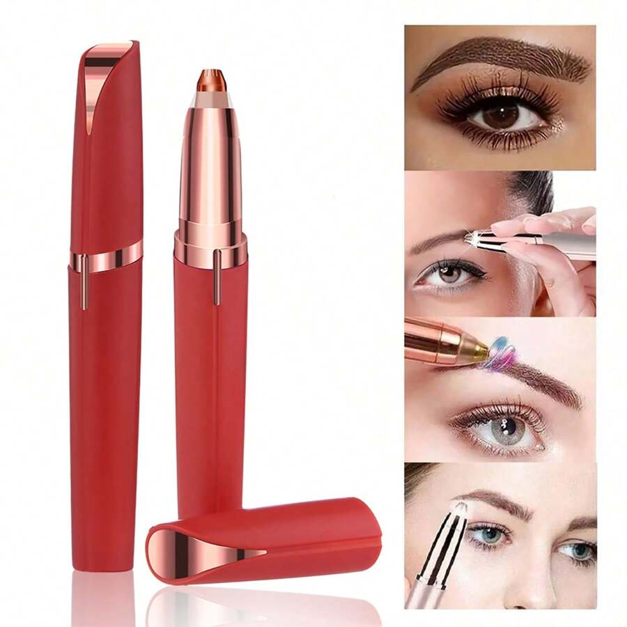 1pc ABS Portable Electric Eyebrow Trimmer, Electric Portable Eyebrow Razor, Painless White Eyebrow Trimmer, Women's Automatic Eyebrow Pencil, Women's Facial Hair Removal Tool, 70mAh