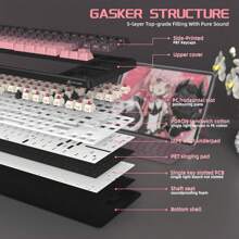 ATTACK SHARK X87 Wireless Gasket Mechanical Keyboard,TKL Tri-Mode BT5.0/2.4GHz/USB-C Gaming Keyboard,Hot Swappable,Side Printed PBT Keycaps,Pre-Lubed Strawberry Switche RGB Backlit Keyboard-Gradient Color