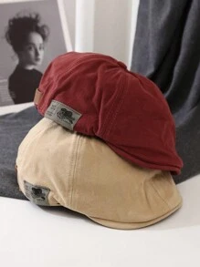 1pc Unisex Japanese Streetwear Brand Patch Logo Beret Hat, Reversible Hip-Hop Bucket Hat, Warm Accessory For Autumn & Winter