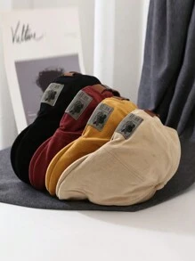 1pc Unisex Japanese Streetwear Brand Patch Logo Beret Hat, Reversible Hip-Hop Bucket Hat, Warm Accessory For Autumn & Winter