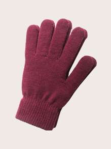 1pair Solid Color Thermal Lined Thickened Full Finger Knitted Gloves, Ultra Warm, Soft, And Windproof For Autumn And Winter Cycling, Driving, And Outdoor Activities, Ideal Gift Choice