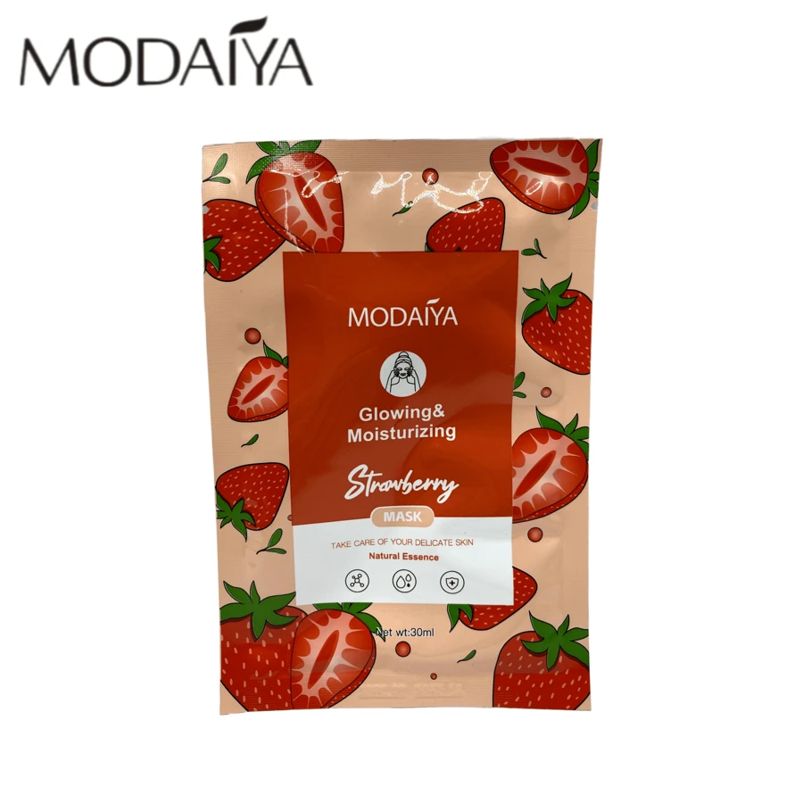 MODAIYA Mascarillas Faciales con Ingredientes Naturales como Ácido Hialurónico, Arroz y Carbón Activado - Hidrata, Nutre y Rejuvenece Tu Piel, Proporcionando Luminosidad y Frescura para Todo Tipo de Piel - mascarilla de fresa - Ver 1