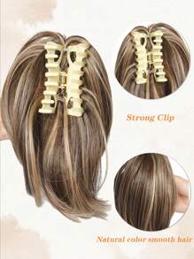 Messy Flully Straight Bun Hair Piece Synthetic Claw Clip In Short Ponytail Extension For Women, Halloween - Piano Color - View 7