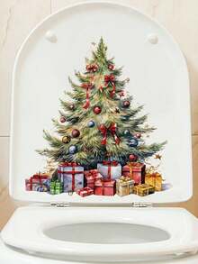 mama look 1 miếng/3 miếng 30*30cm/11,81*11,81in 29,5*29,5cm/11,61*11,61in Miếng dán tường nhà vệ sinh hình người tuyết và cây thông Noel cho phòng tắm và miếng dán Closestool trang trí có thể tháo rời bằng PVC, tranh tường phòng tắm - Nhiều màu - Xem 9