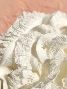 优质蕾丝沐浴海绵，带挂环的柔软去角质沐浴球，豪华水疗沐浴丝瓜络，个人护理沐浴工具，家庭浴室配件，适用于家庭水疗沐浴 - 白色 - 查看 4