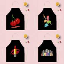 1pc Cherry Print Apron, Creative Funny Design Apron, Waterproof Oil Resistant Kitchen Cooking Baking Apron, Home Cleaning Apron, Workwear - Різнокольоровий - Переглянути 10