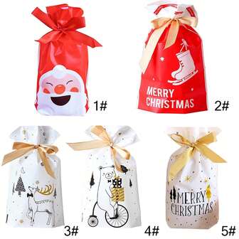 Christmas Candy Bag Candy Gift Plastic Drawstring Gift Bag Merry Christmas Snack Bag Suitable For Birthday Party Snack Packaging Wedding Gift Party Favor Merry Christmas Cookie Bag